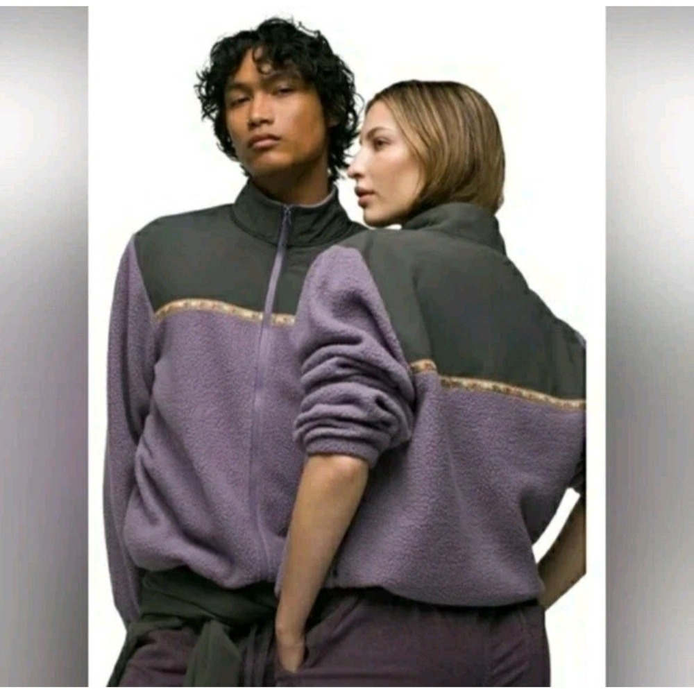 PrAna Hurricane Sherpa Fleece Jacquard Aztec Pattern Sweater‎ Zip Up Mens S